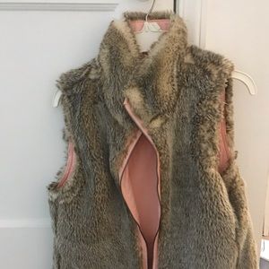 Faux fur reversible vest with blush interior